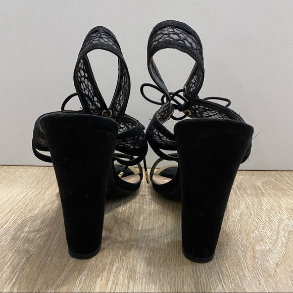 Call It Spring Disney collection black lace tie heels - Picture 5 of 8